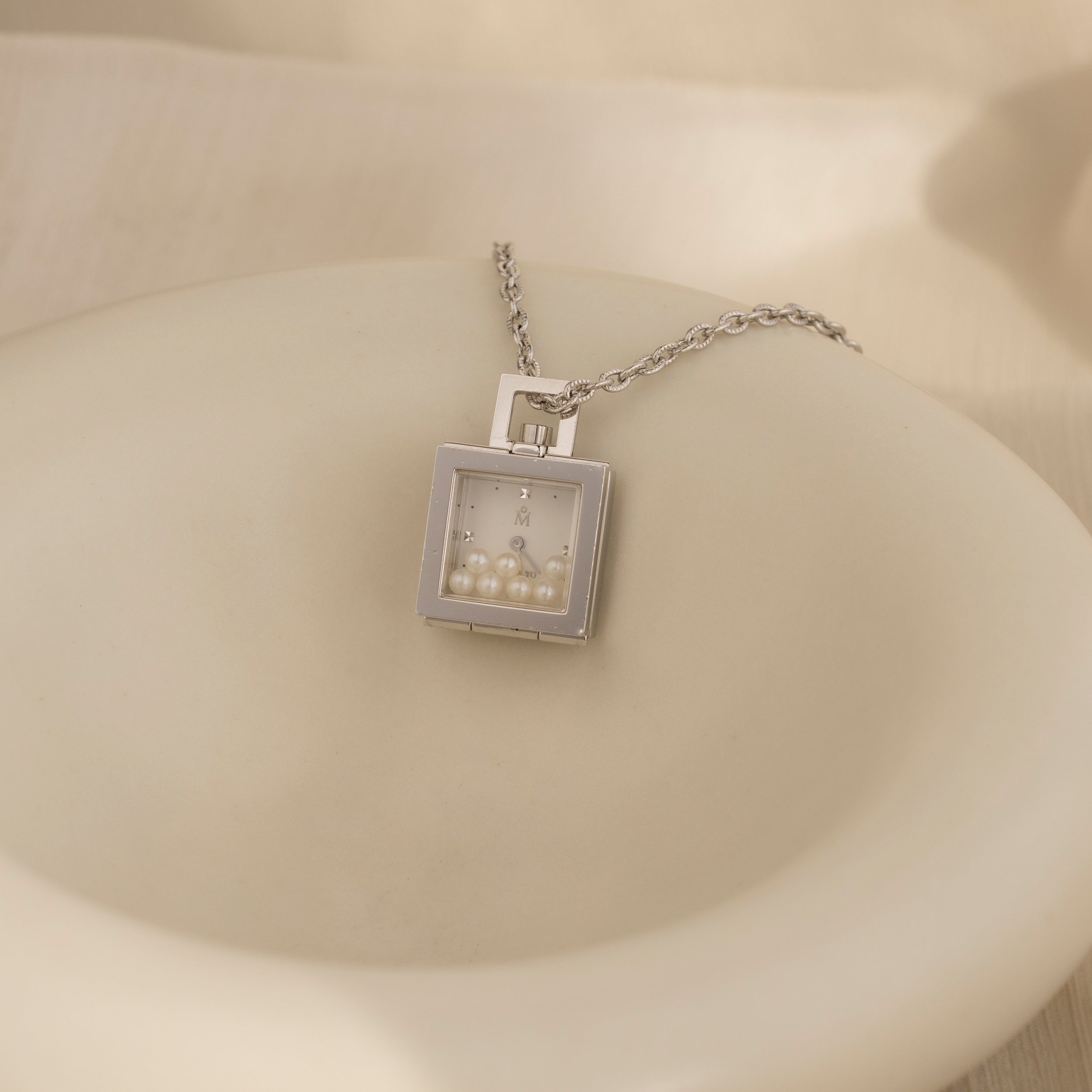 Vintage Mikimoto Pearl Pendant Watch Necklace