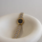 Vintage YSL Midnight Ribbed Two Tone Watch