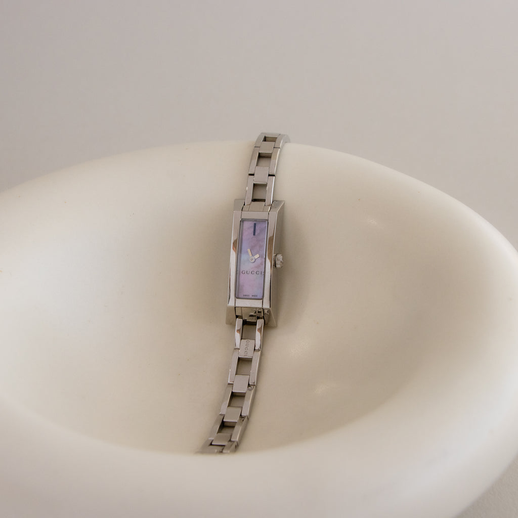 Vintage Gucci Blush Rectangular Silver Watch