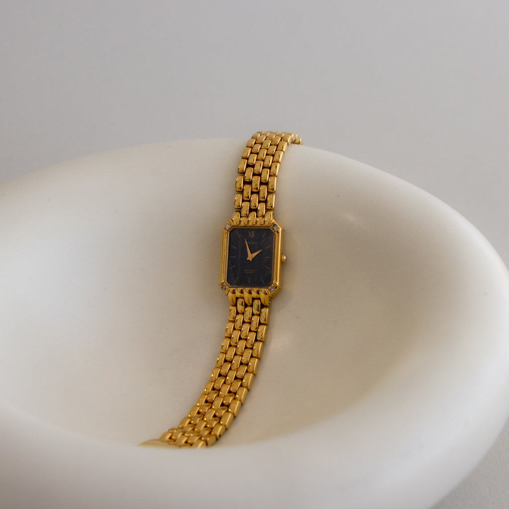 Vintage Citizen Midnight Square Gold Watch