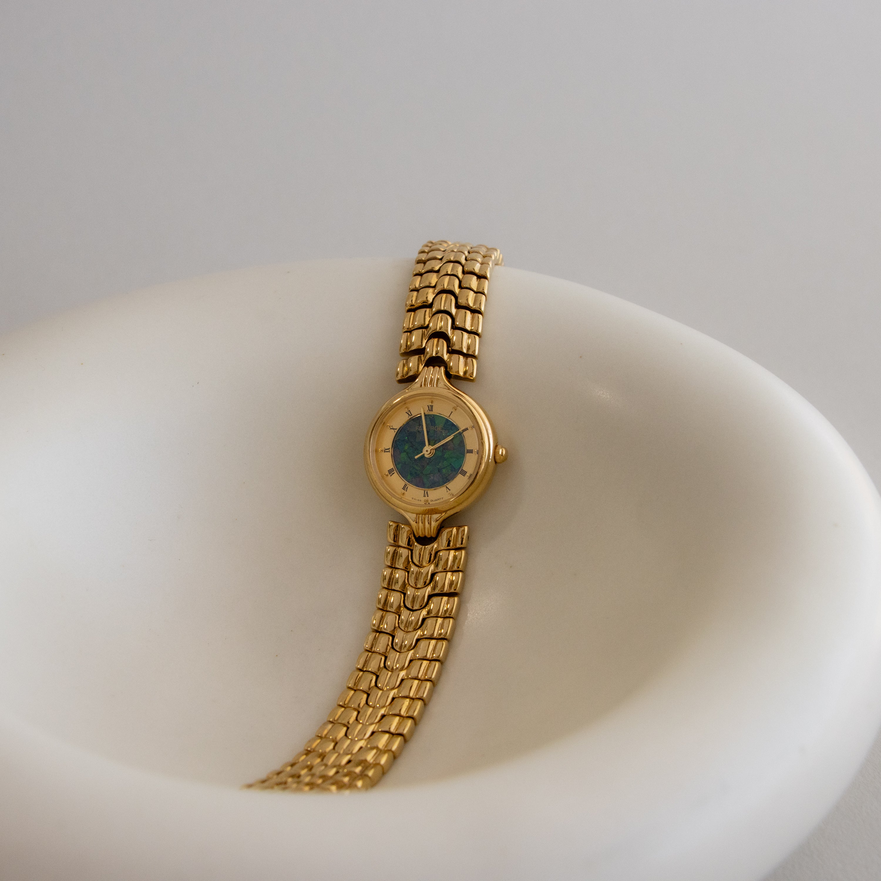 Vintage Faberge Swiss Mosaic Gold Watch