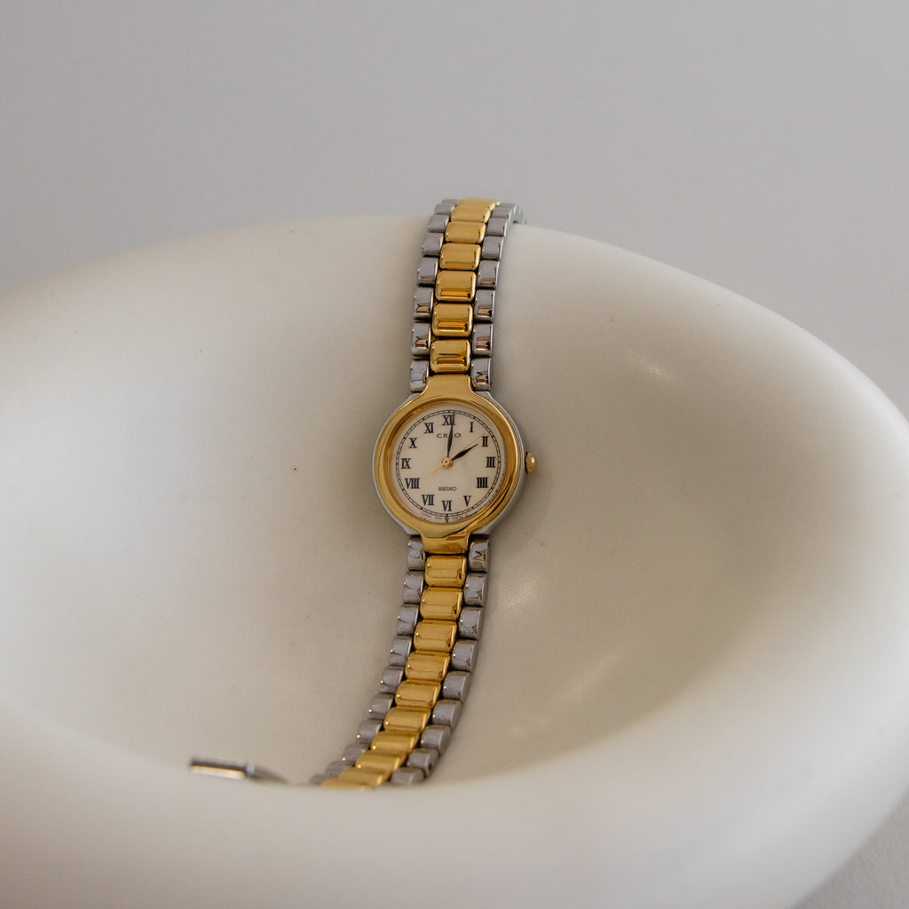 Vintage Seiko Creo Roman Two Tone Watch