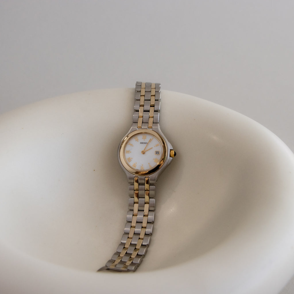Vintage Seiko Bold Roman Two Tone Watch