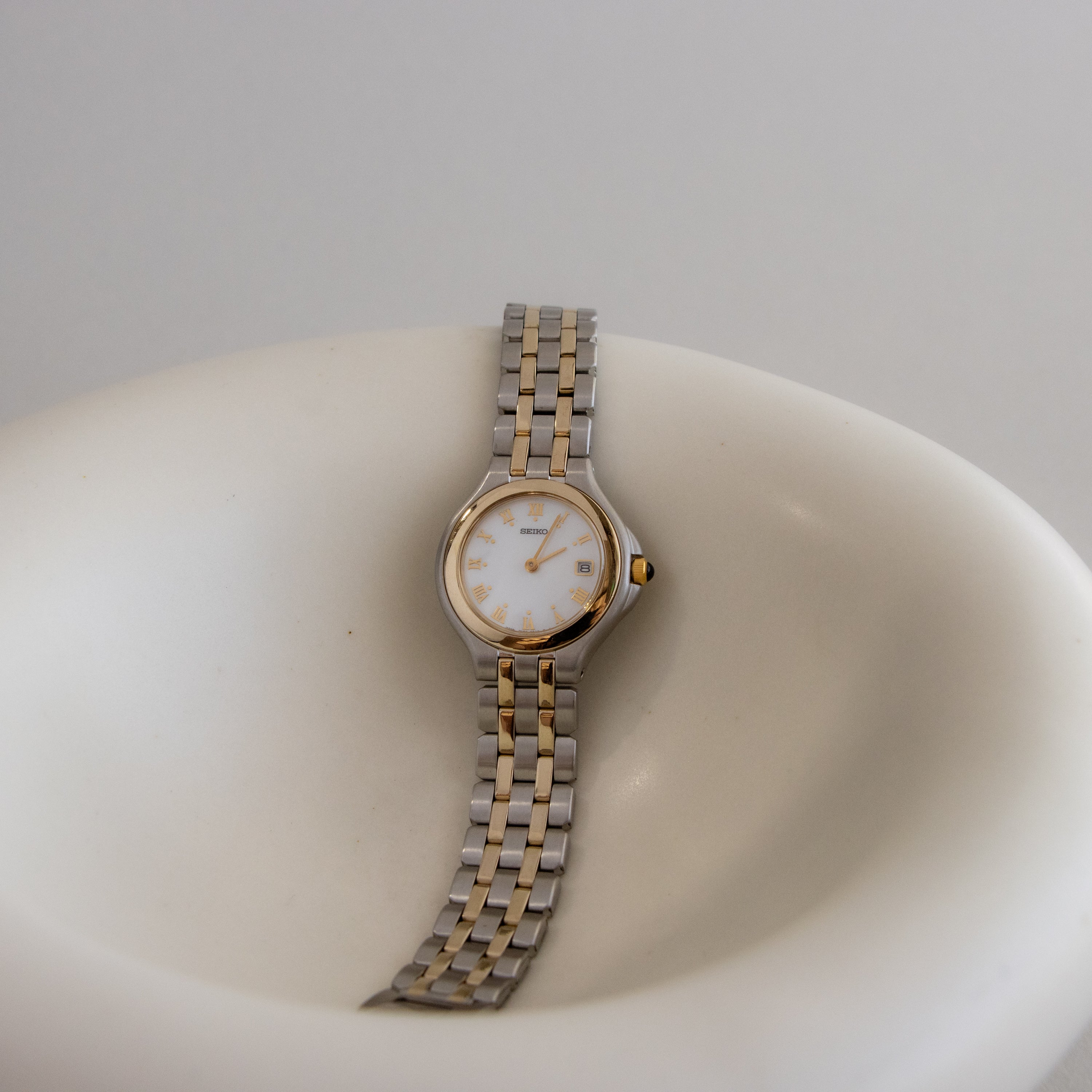 Vintage Seiko Bold Roman Two Tone Watch