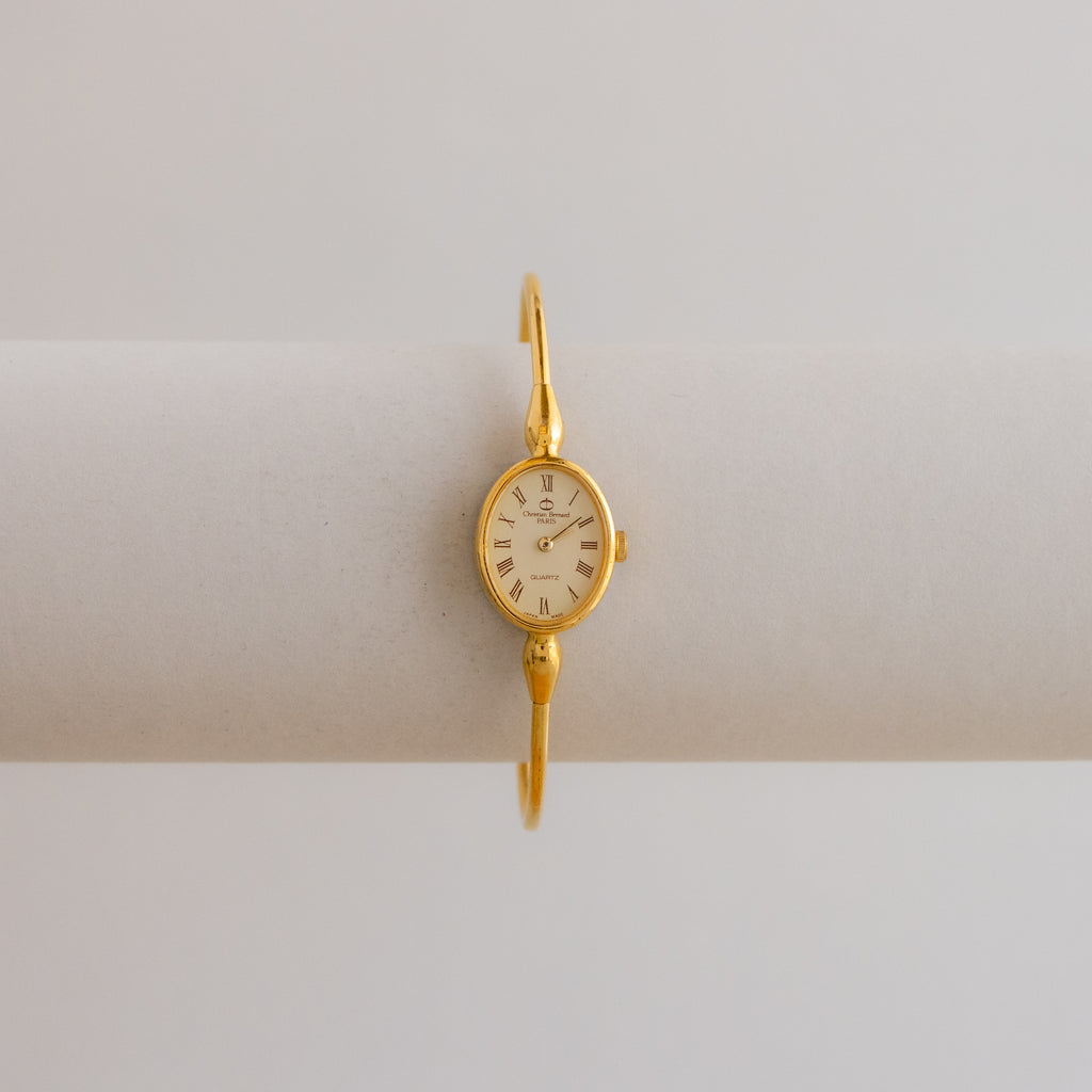 Vintage Christian Bernard Oval Cuff Gold Watch
