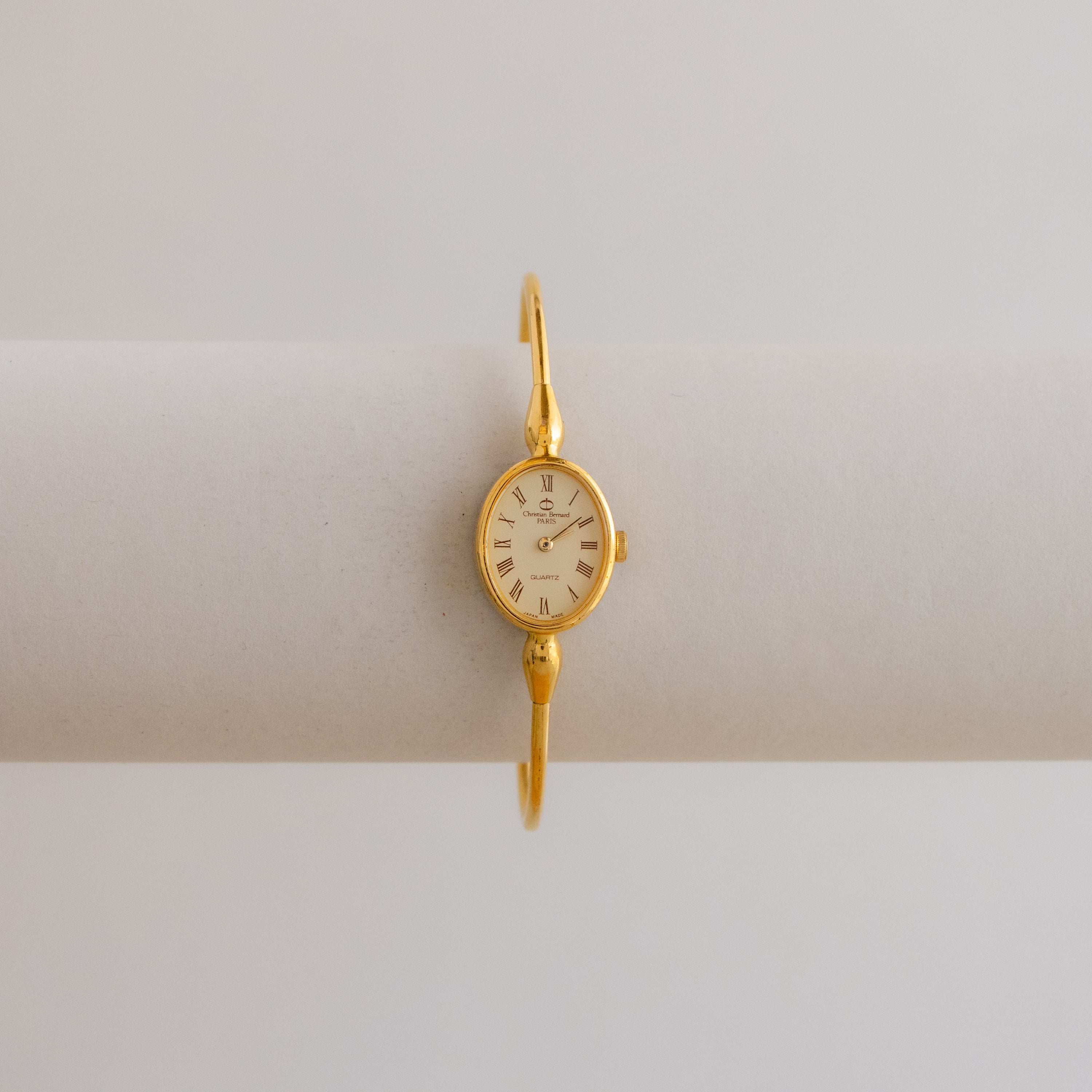 Vintage Christian Bernard Oval Cuff Gold Watch