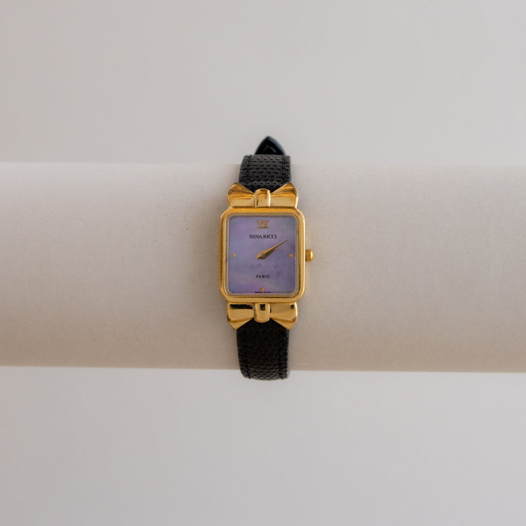 Vintage Nina Ricci Lavender Square Gold Watch