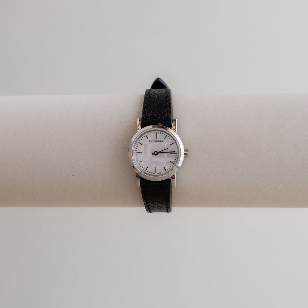 Vintage Burberry Swiss Checkered Silver Watch