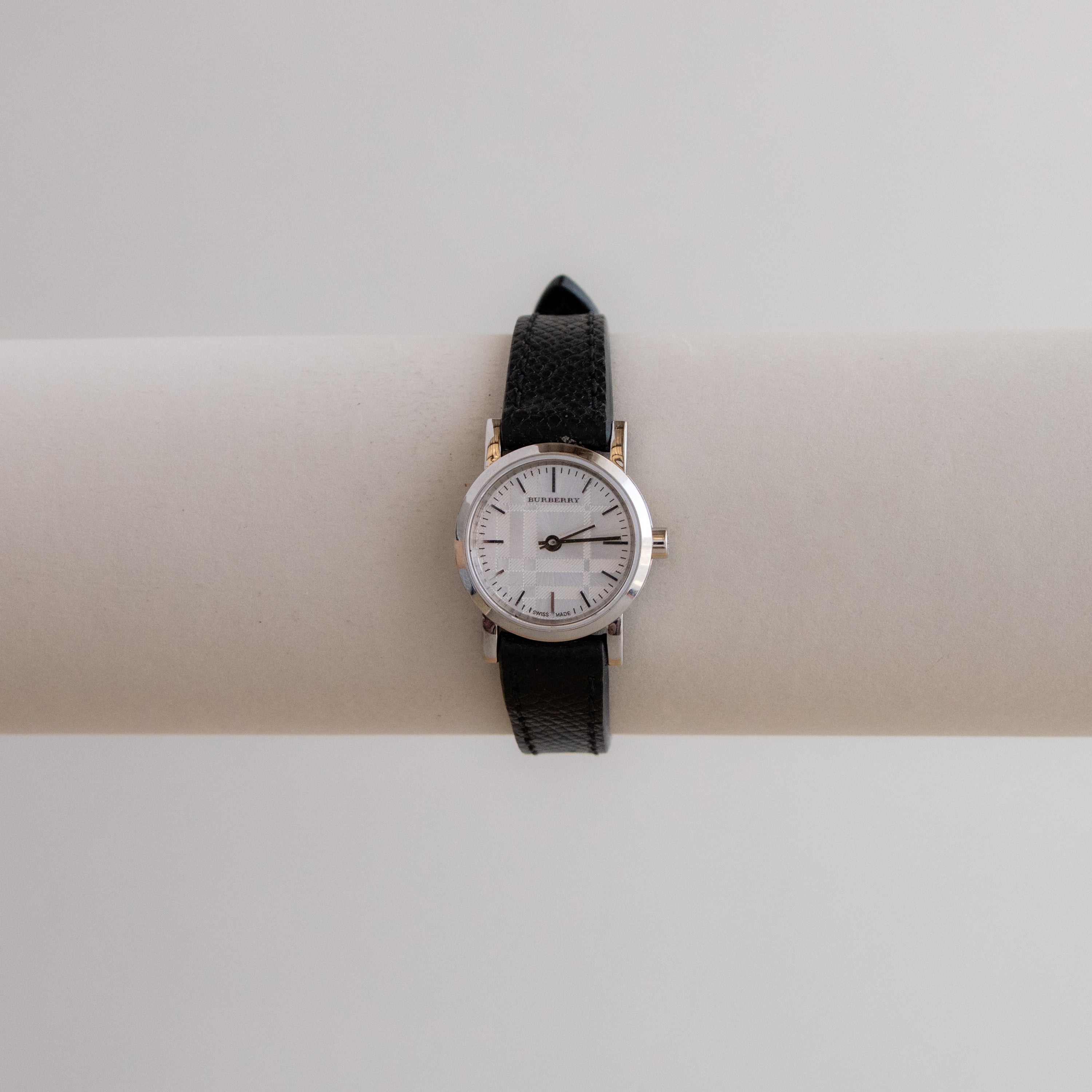 Vintage Burberry Swiss Checkered Silver Watch