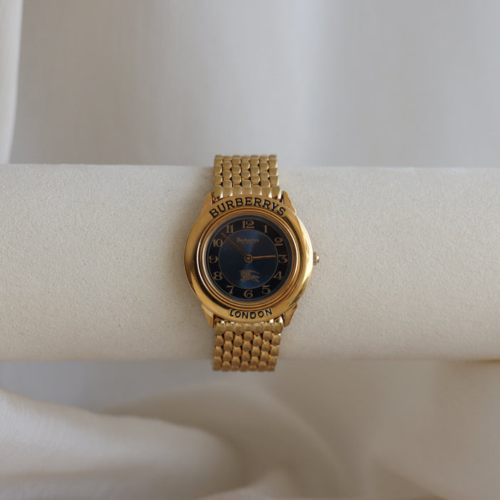 Vintage Burberry Black & Gold Watch