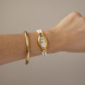 Vintage Elizabeth Oval Pearl Gold Watch
