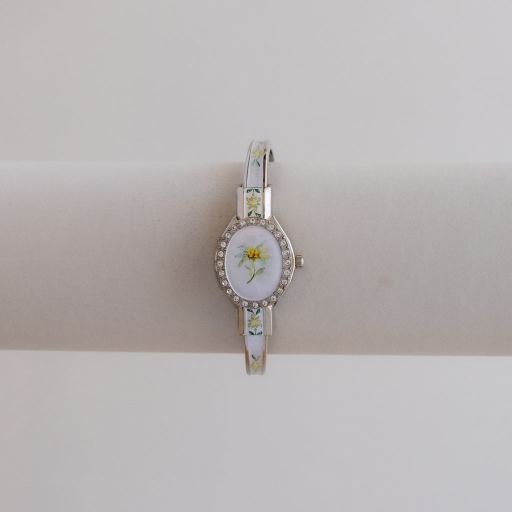 Vintage Andre Mouche Swiss Pave Locket Silver Watch