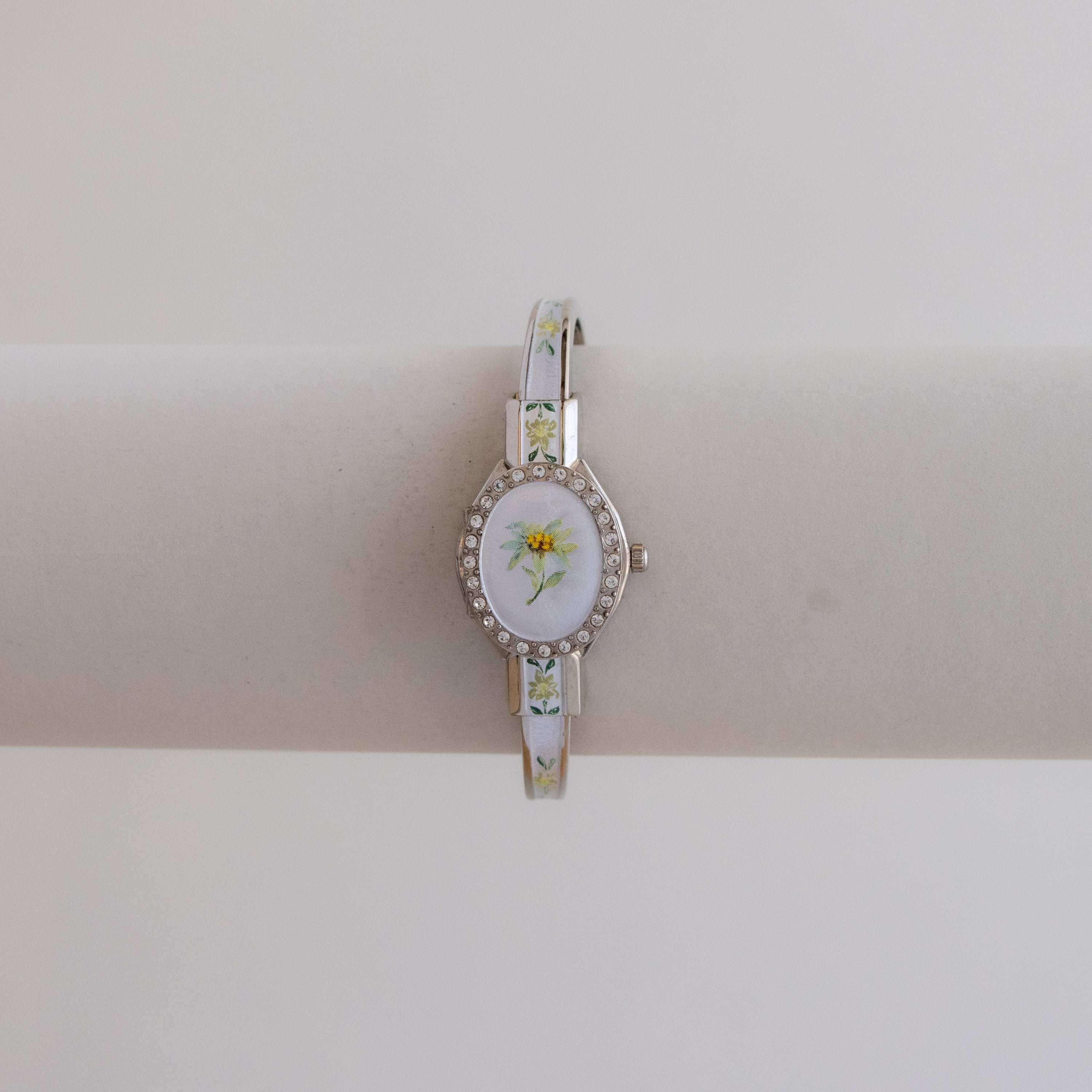 Vintage Andre Mouche Swiss Pave Locket Silver Watch