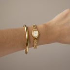 Vintage Vega Fill Oval Beaded Gold Watch