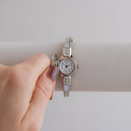 Vintage Andre Mouche Swiss Pave Locket Silver Watch