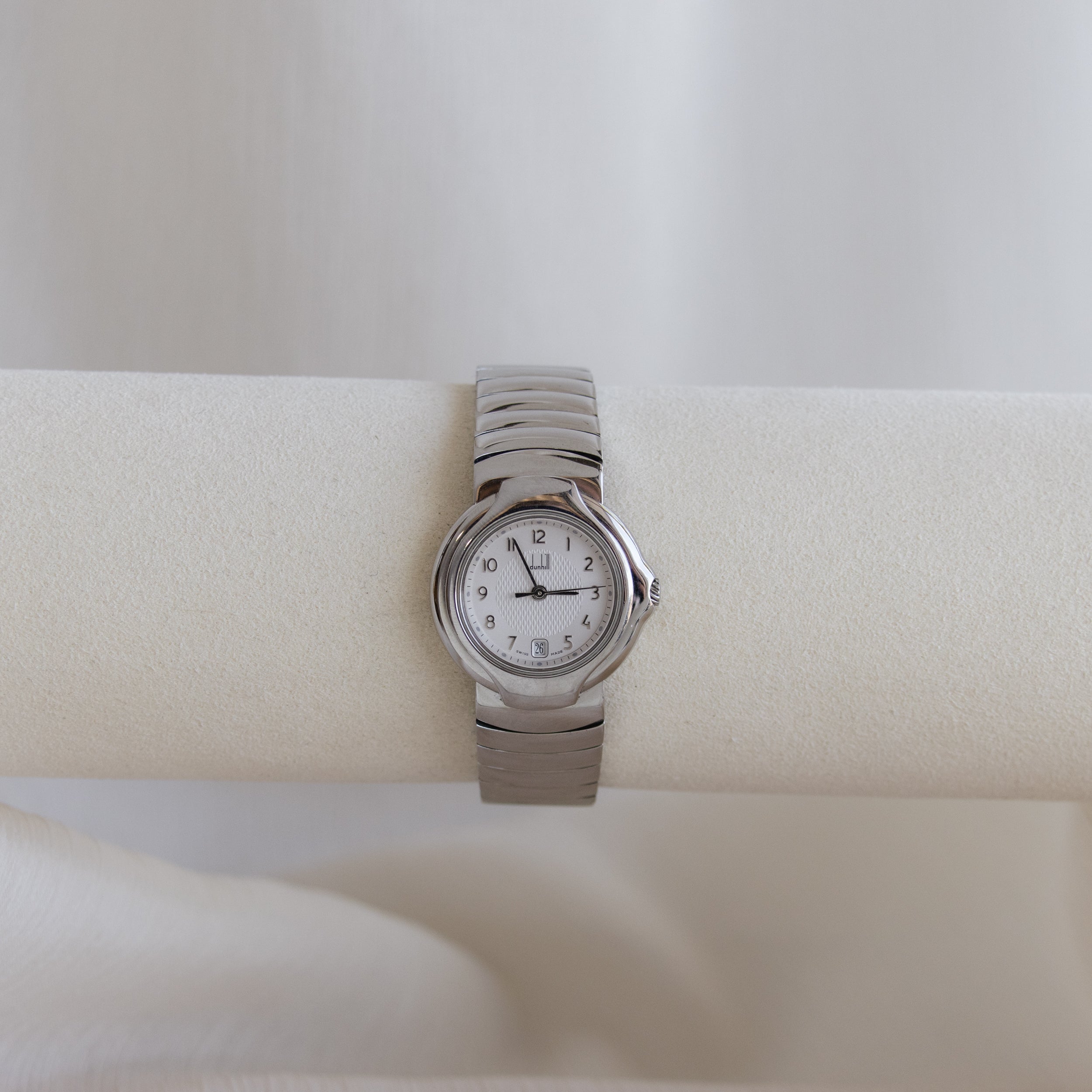 Vintage Alfred Dunhill Ribbed Silver Watch