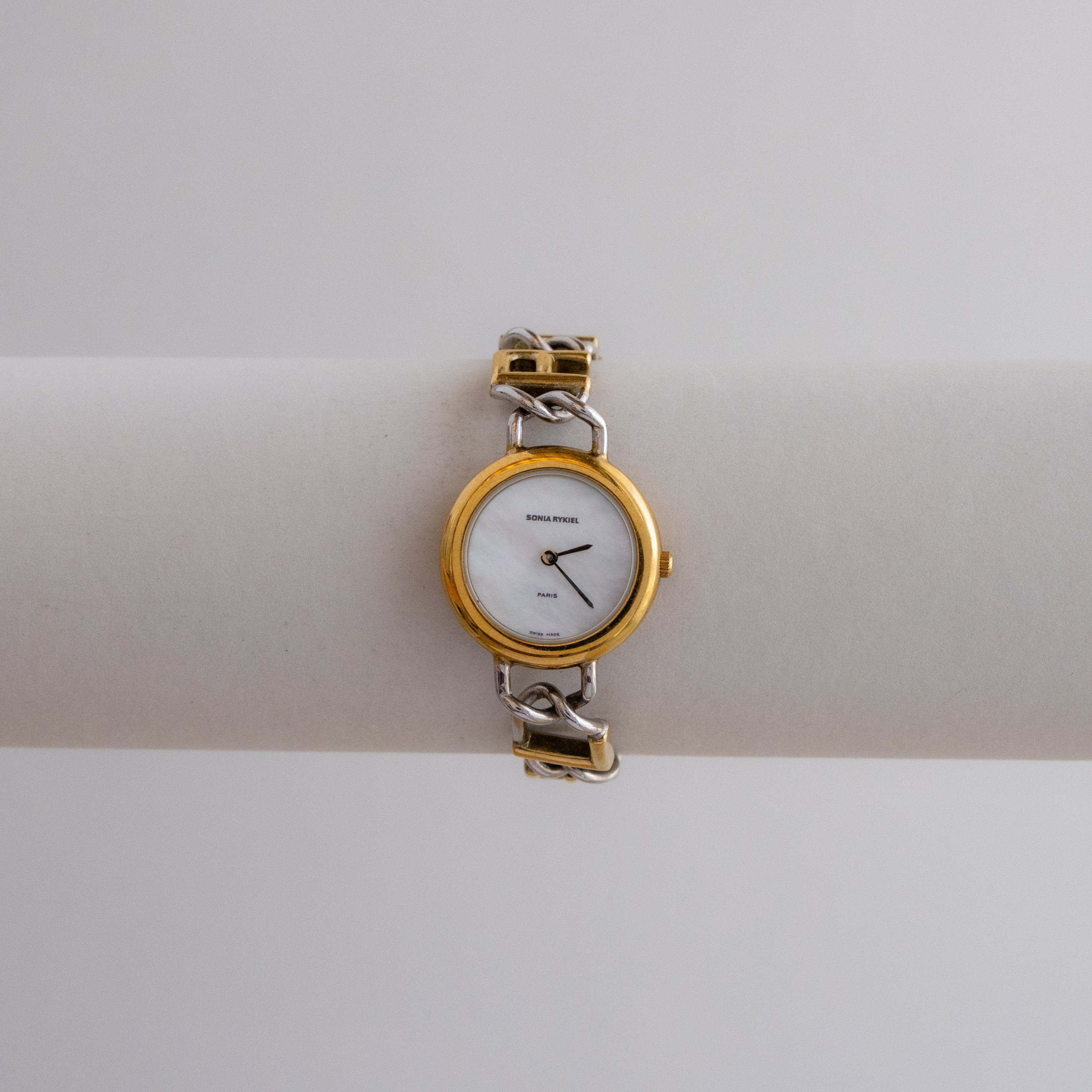Vintage Sonia Rykiel Swiss Link Two Tone Watch