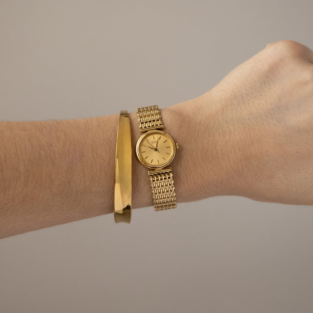 Vintage Seiko Ladder Link Gold Watch