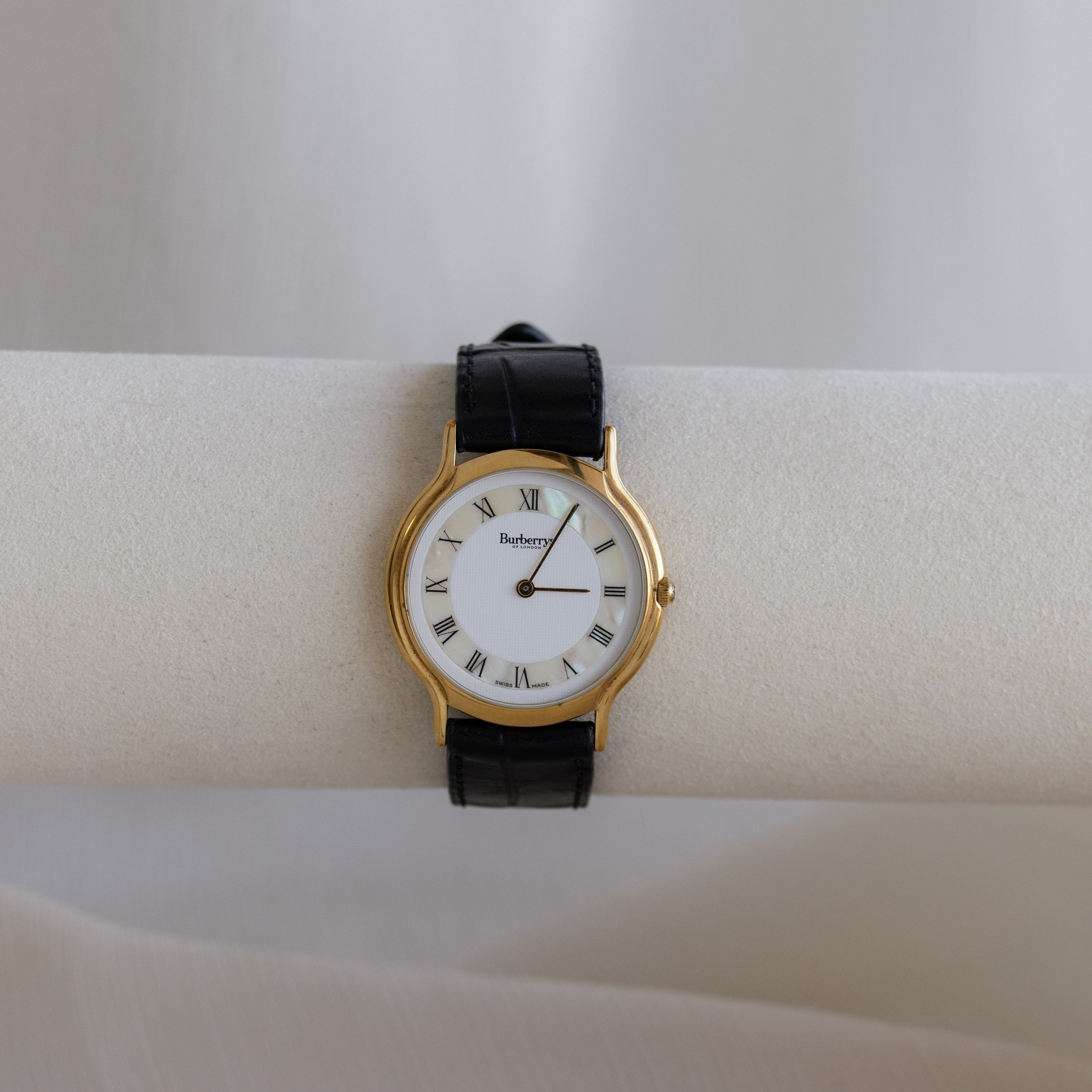 Vintage Burberrys Swiss Black Strap Watch