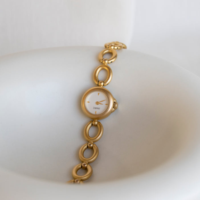 Vintage Esprit Round Link Gold Watch