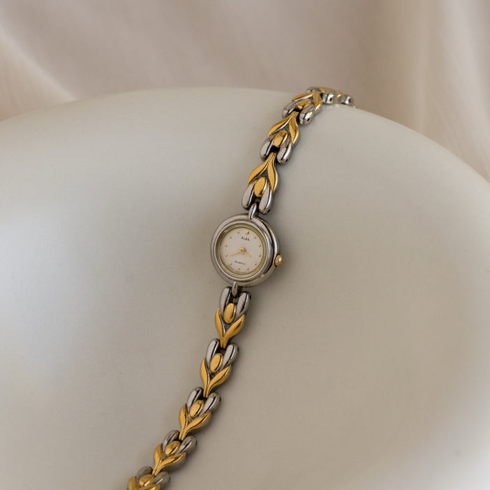 Vintage Alba Dainty Round Two Tone Watch