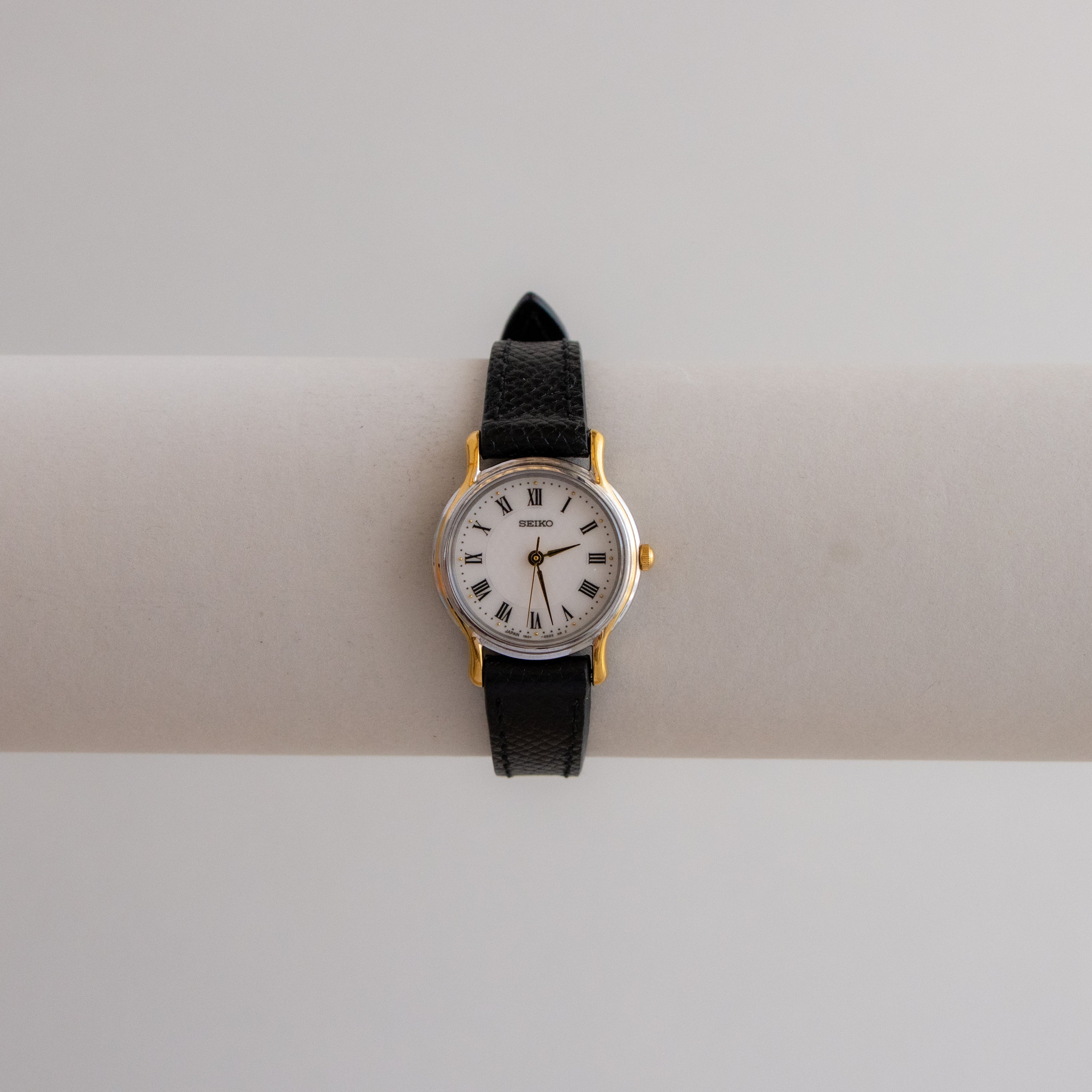 Vintage Seiko Black Strap Two Tone Watch
