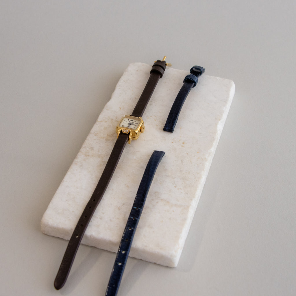 Vintage Rosemont Swiss Square Straps Gold Watch