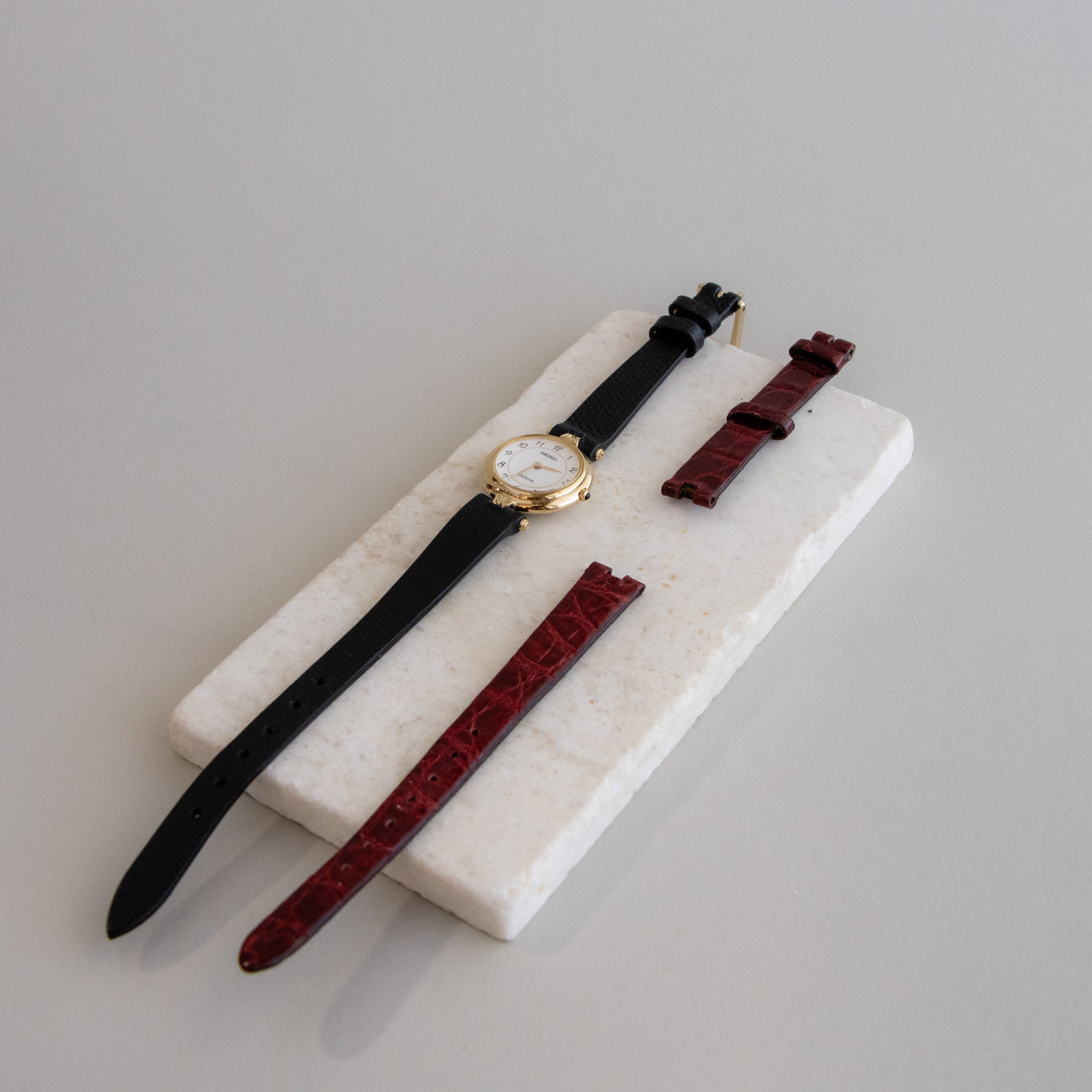 Rare Vintage Seiko Leather Straps Gold Watch