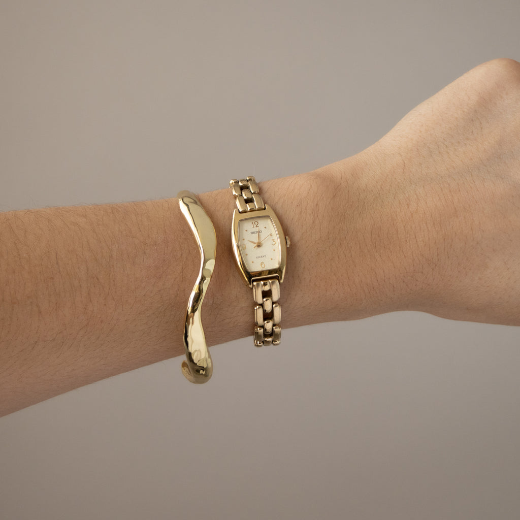 Vintage Seiko Lucent Rectangular Tank Gold Watch