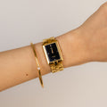 Vintage Givenchy Swiss Bold Rectangular Gold Watch