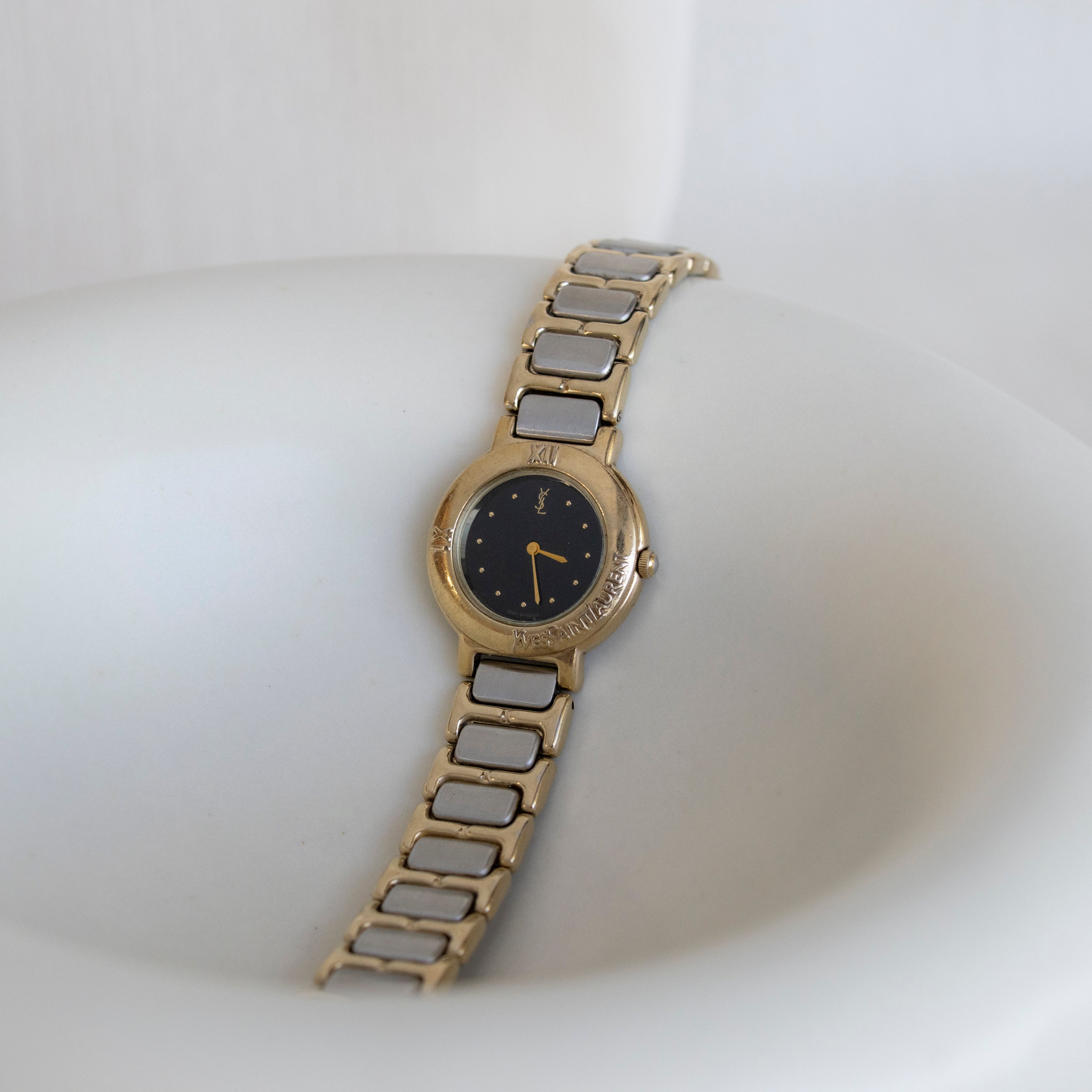 Vintage YSL Onyx Two Tone Watch