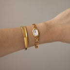 Vintage John Richmond London Oval Pearl Gold Watch