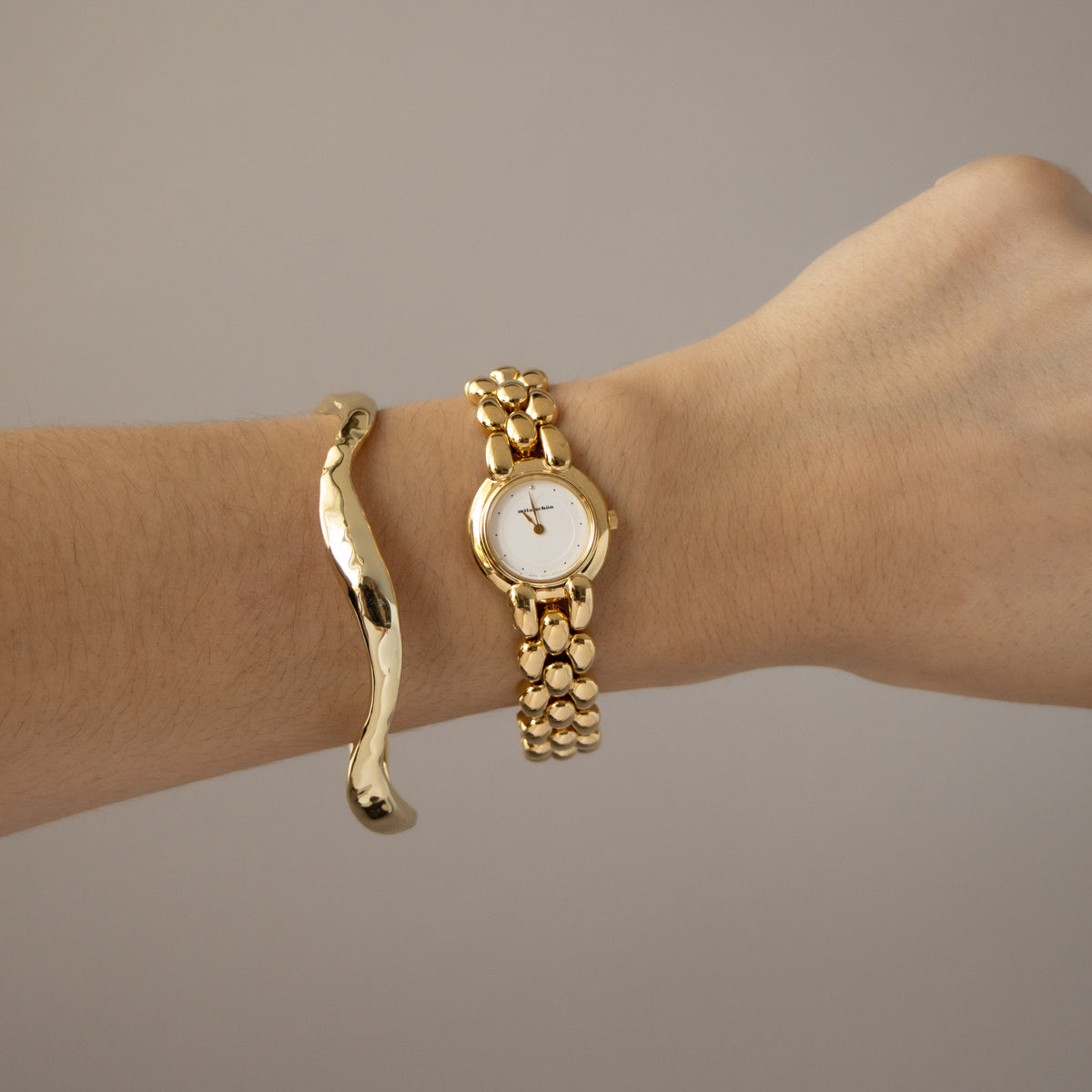 Vintage Mila Schön Beaded Round Gold Watch