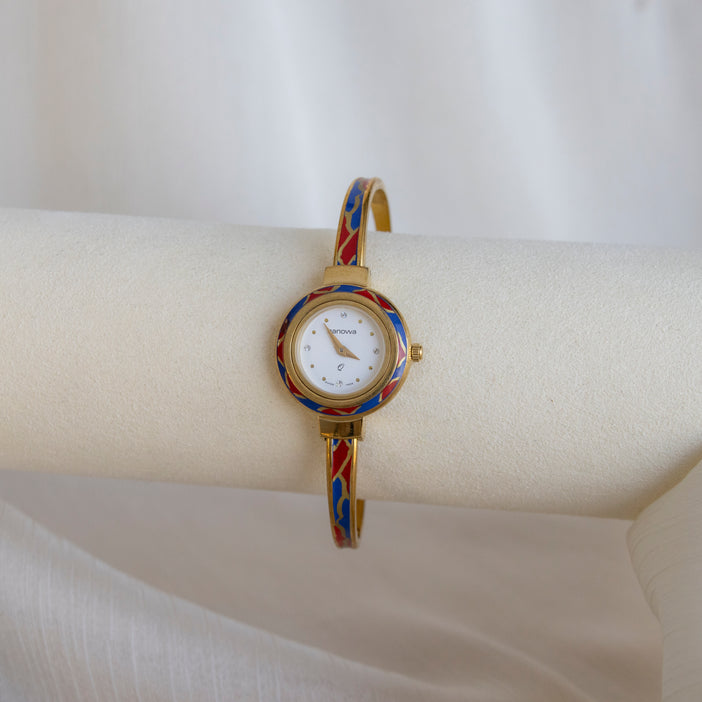 Vintage Hanowa Swiss Mosaic Cuff Gold Watch