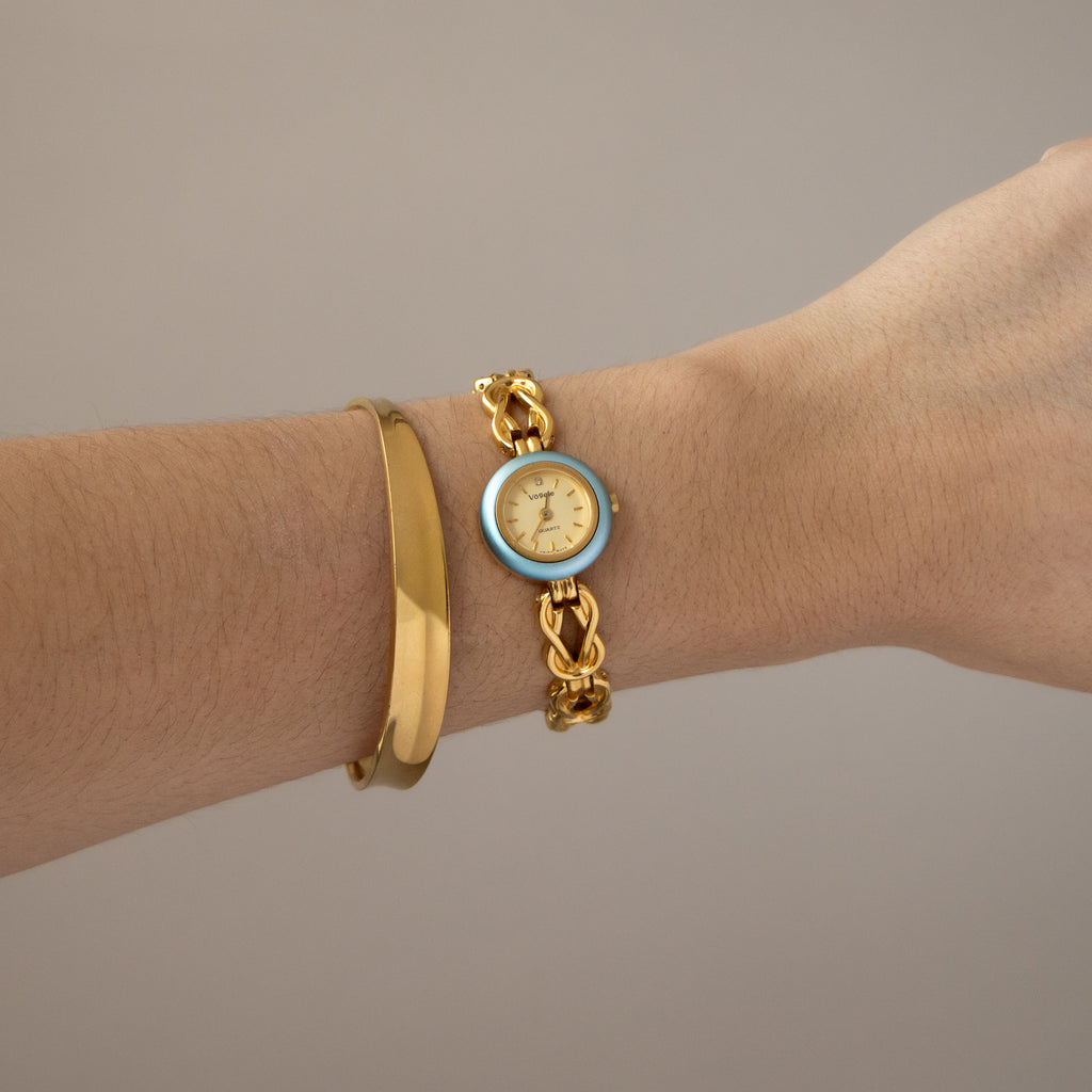 Vintage Vogele Swiss Bezel Knot Link Gold Watch