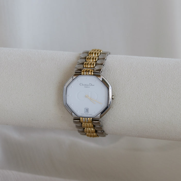 Vintage Christian Dior Bold Two Tone Watch