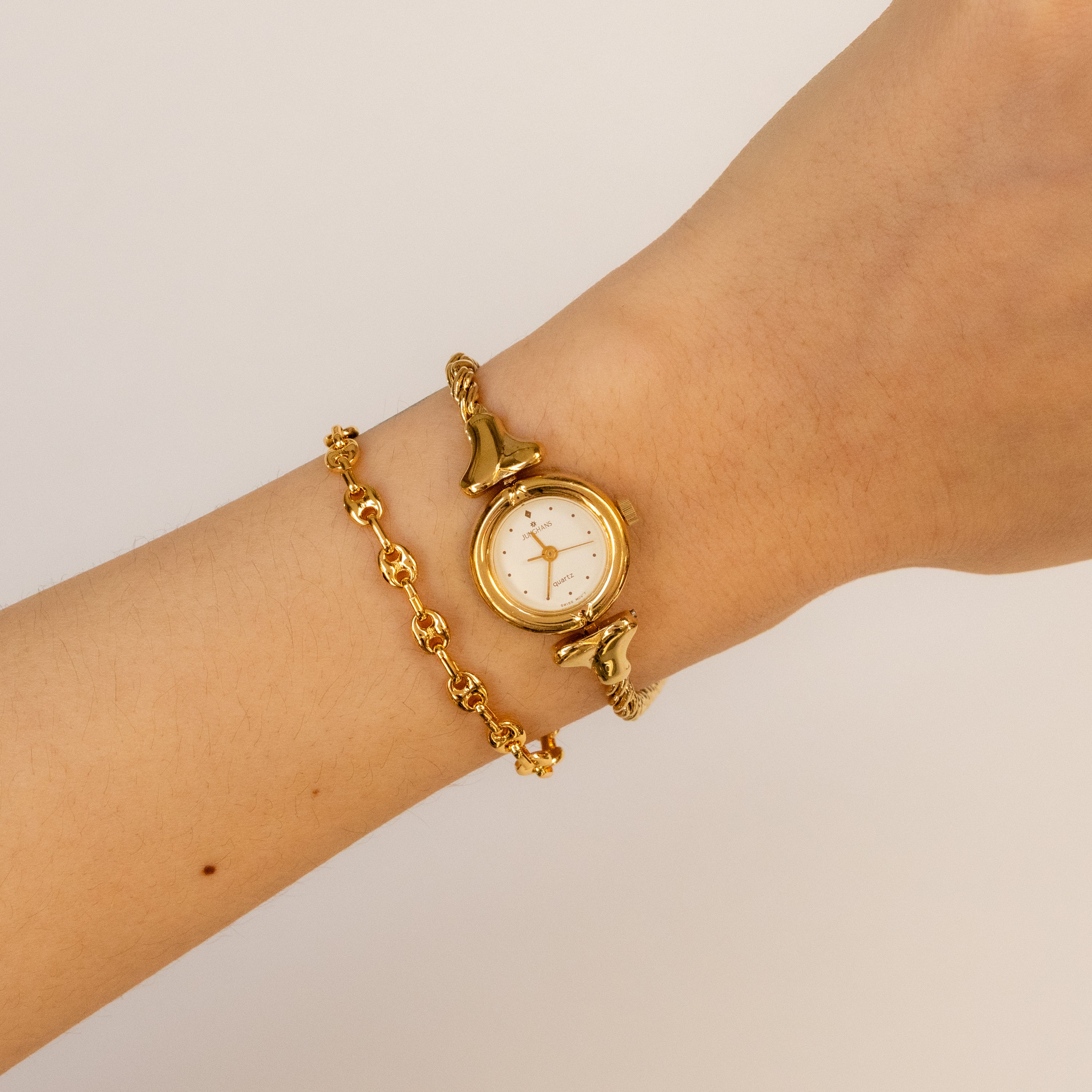 Vintage Junghans Swiss Round Rope Gold Watch