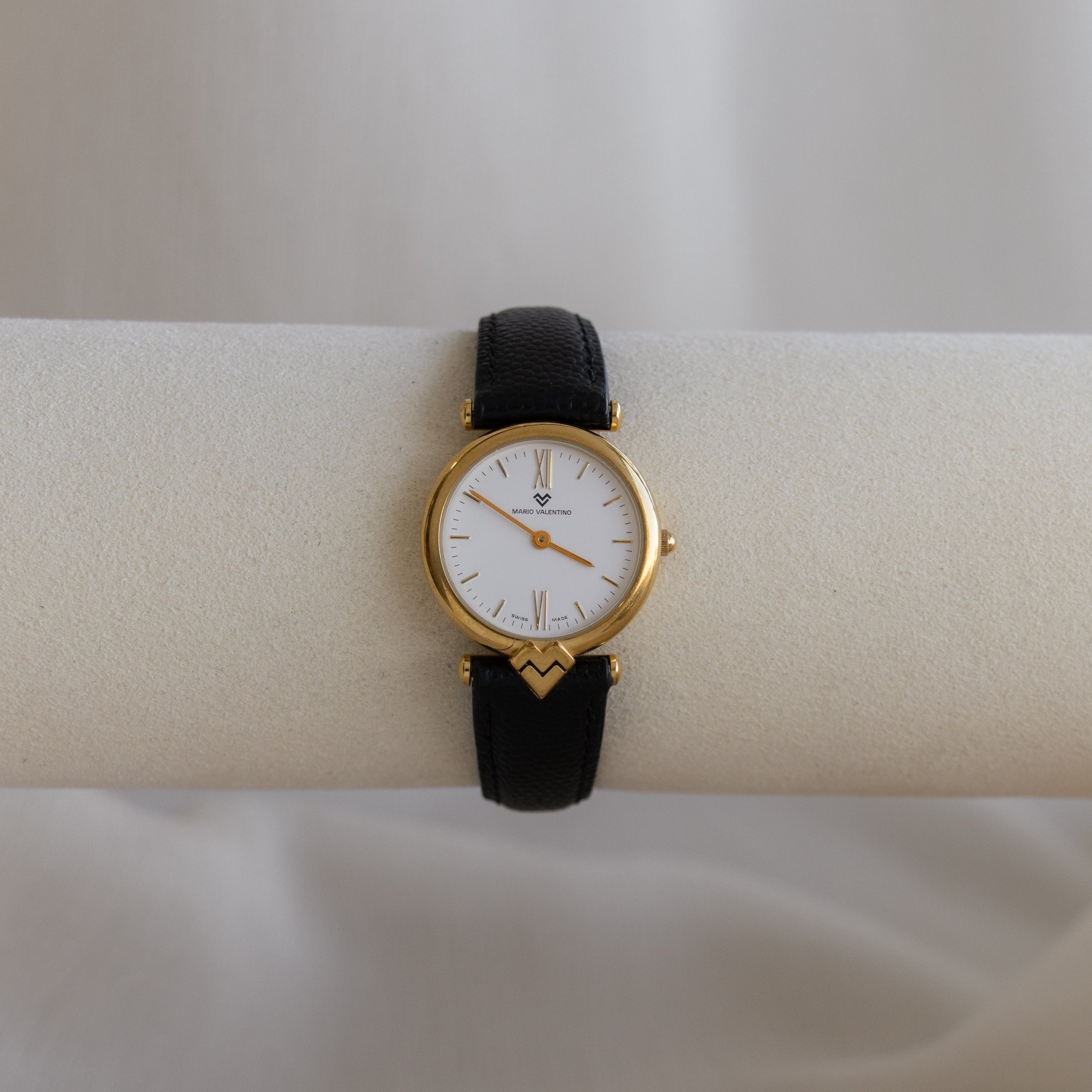 Vintage Mario Valentino Swiss Round Black Strap Women s Watch Caitlyn Minimalist