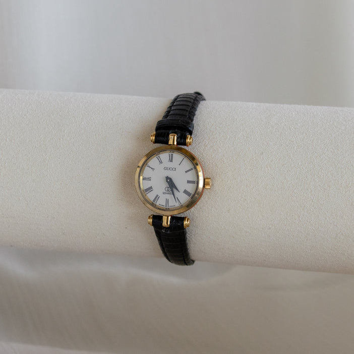 Vintage Gucci Swiss Black Strap Watch