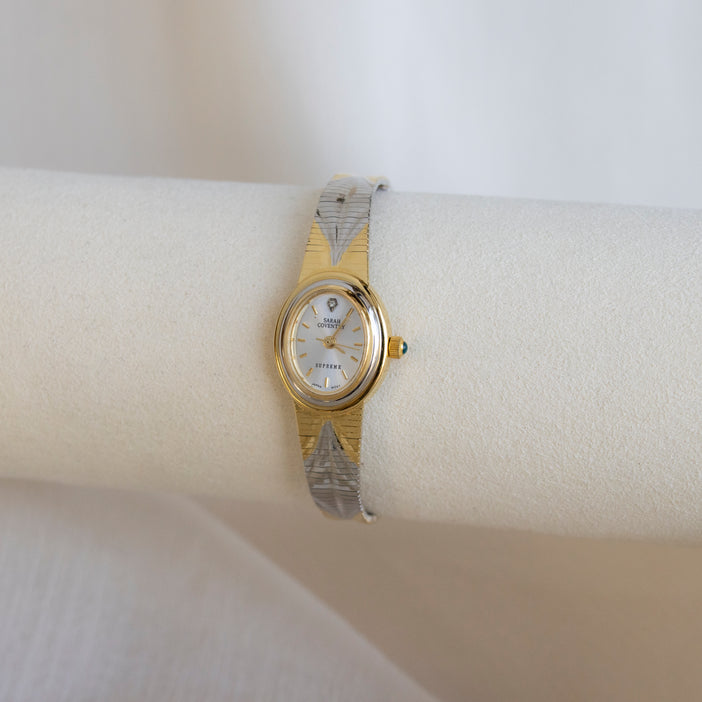 Vintage Sarah Coventry Ribbed Two Tone Watch