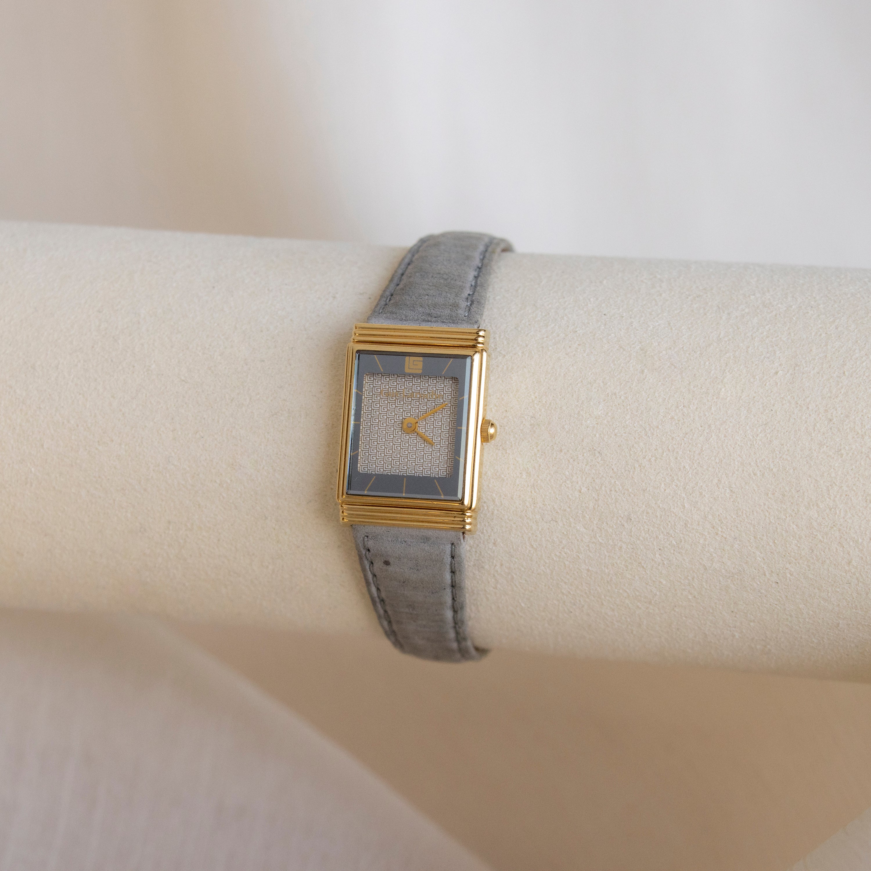 Vintage Guy Laroche Grey Seude Gold Watch