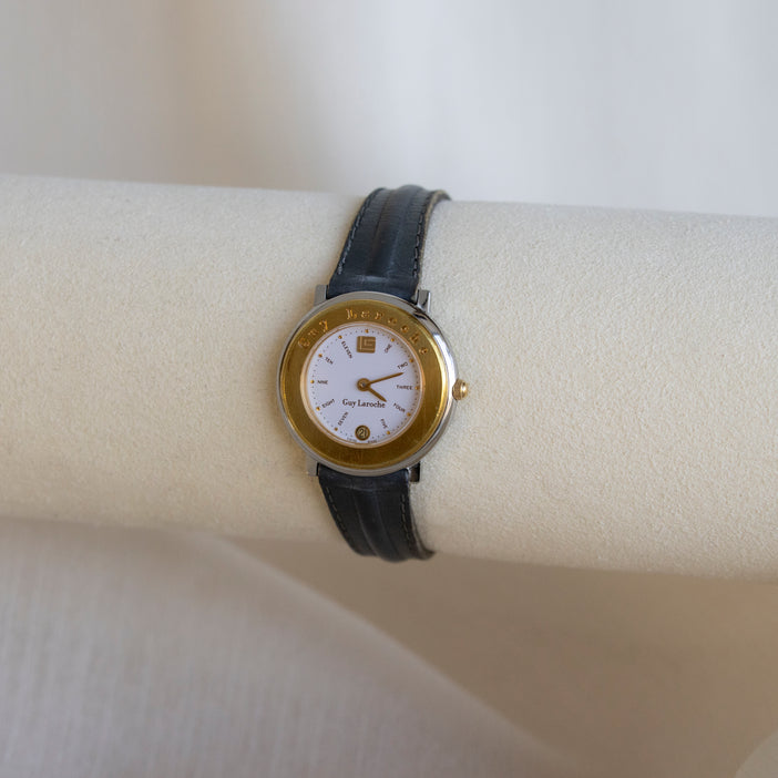 Vintage Guy Laroche Swiss Round Gold Watch