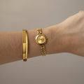 Vintage Gianni Accardi Swiss Round Beaded Gold Watch