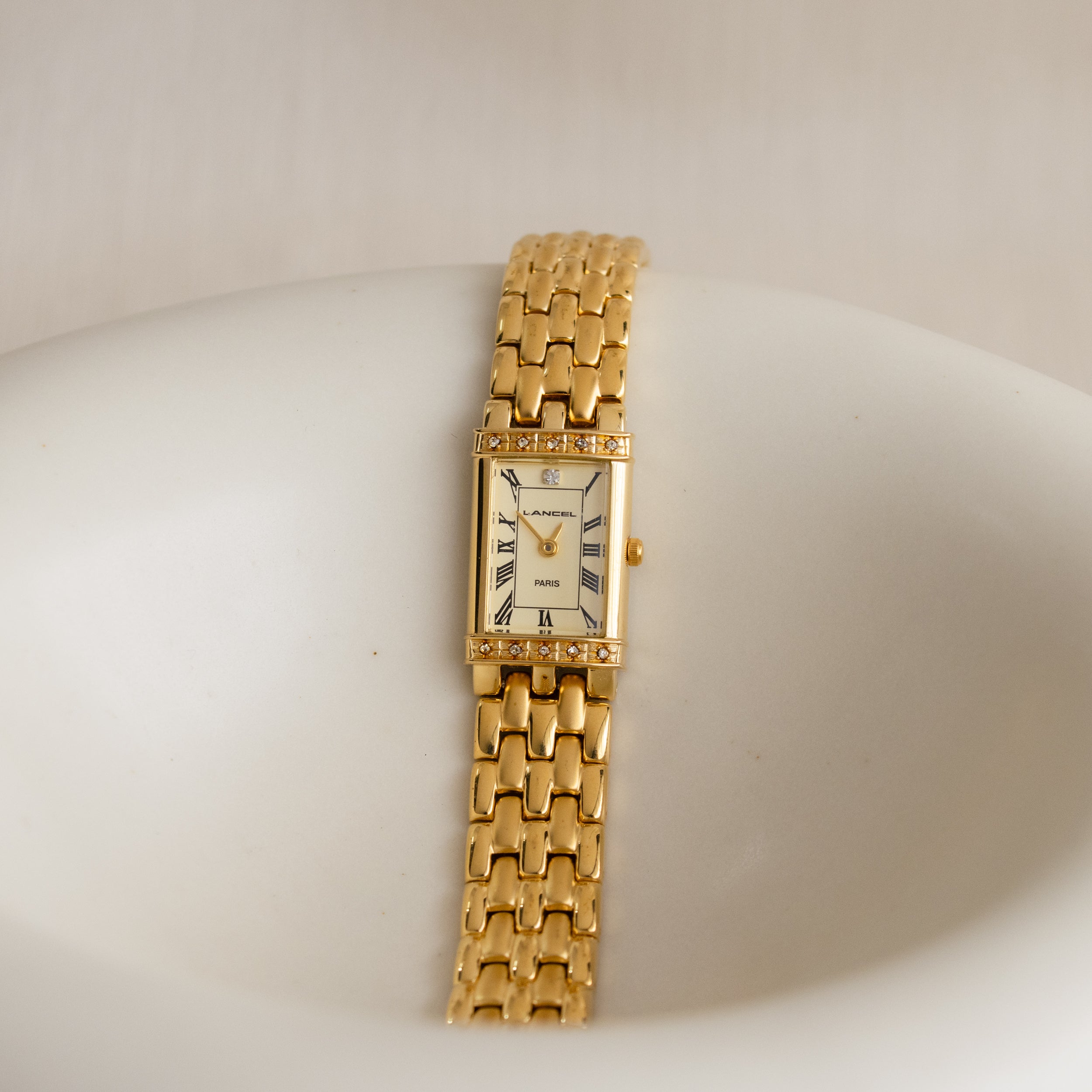 Vintage Lancel Bold Rectangular Gold Watch