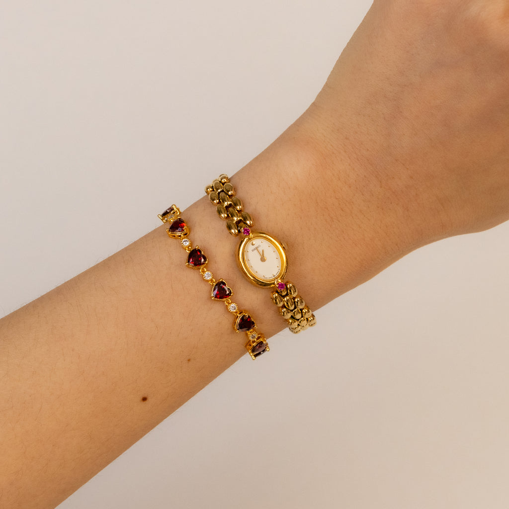 Vintage Seiko Oval Ruby Gold Watch