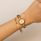 Vintage PO Round Pearl Gold Watch