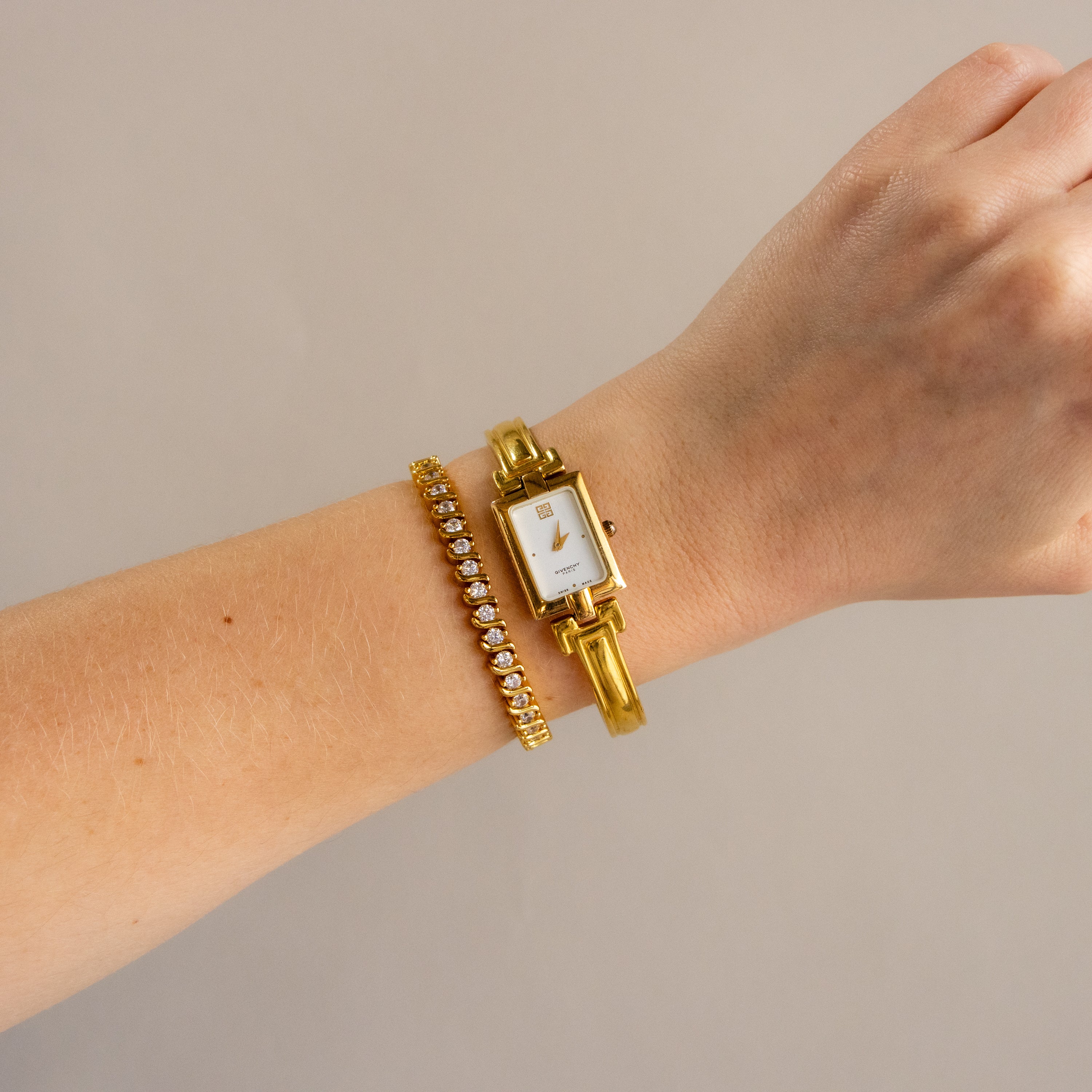 Vintage Givenchy Swiss Cuff Gold Watch