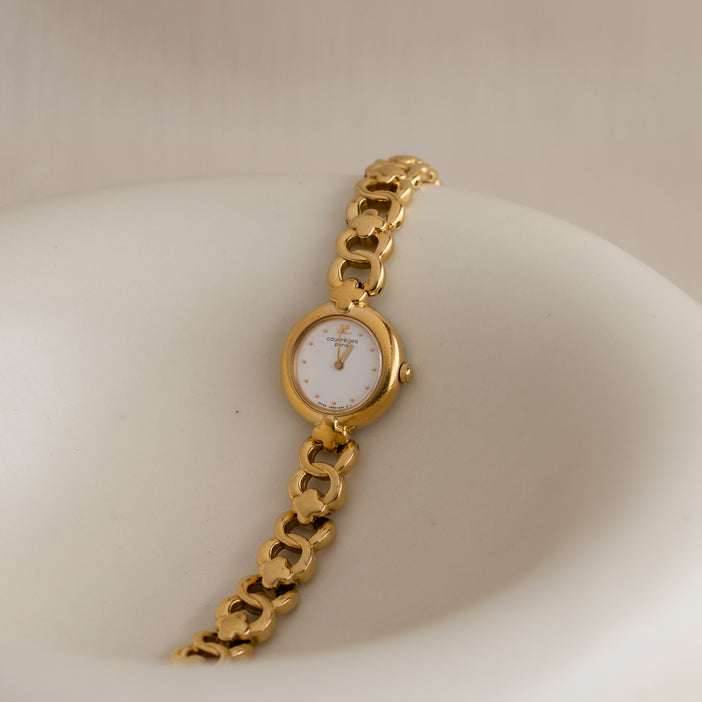 Vintage Courrèges Round Link Gold Watch l