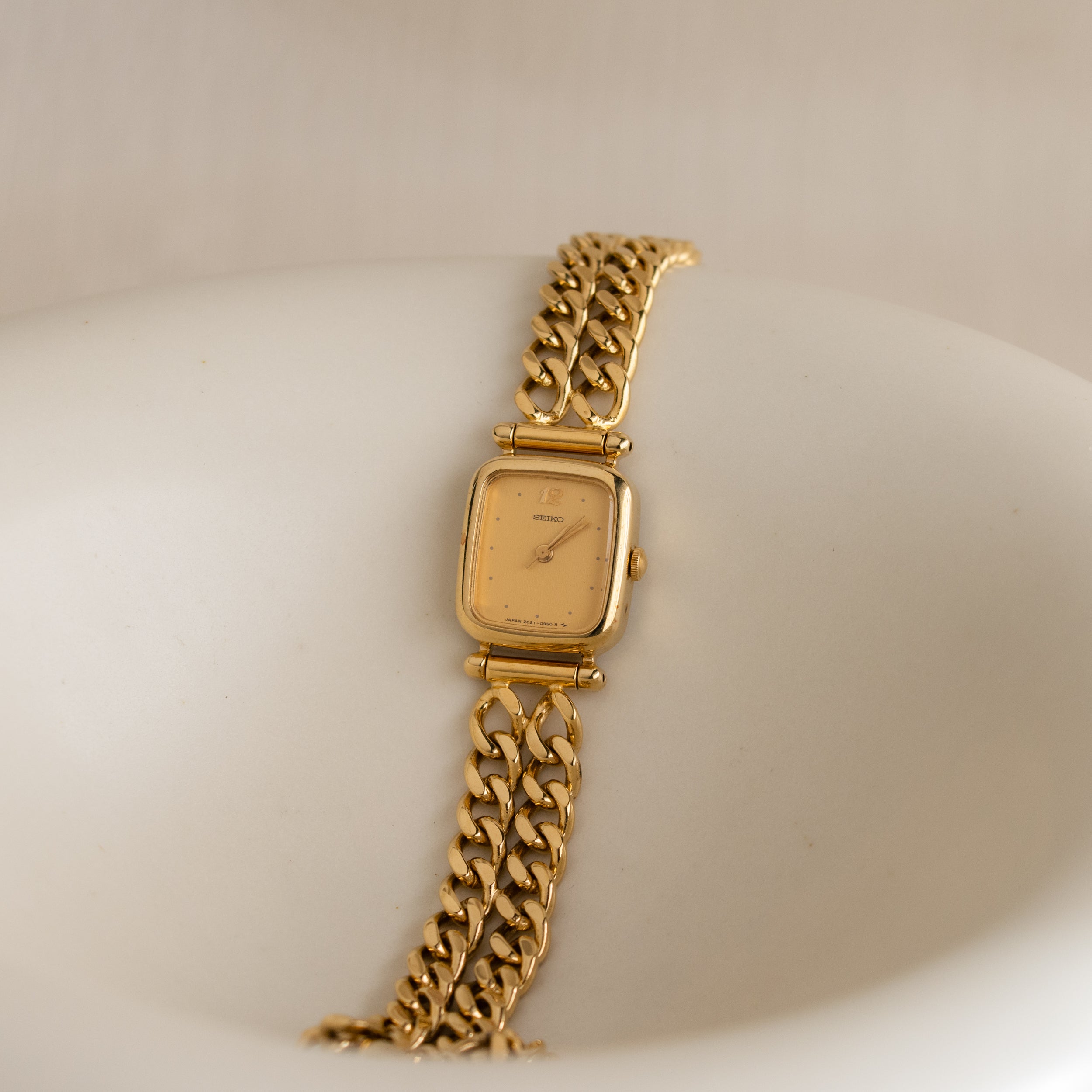 Vintage Seiko Duo Chain Link Gold Watch