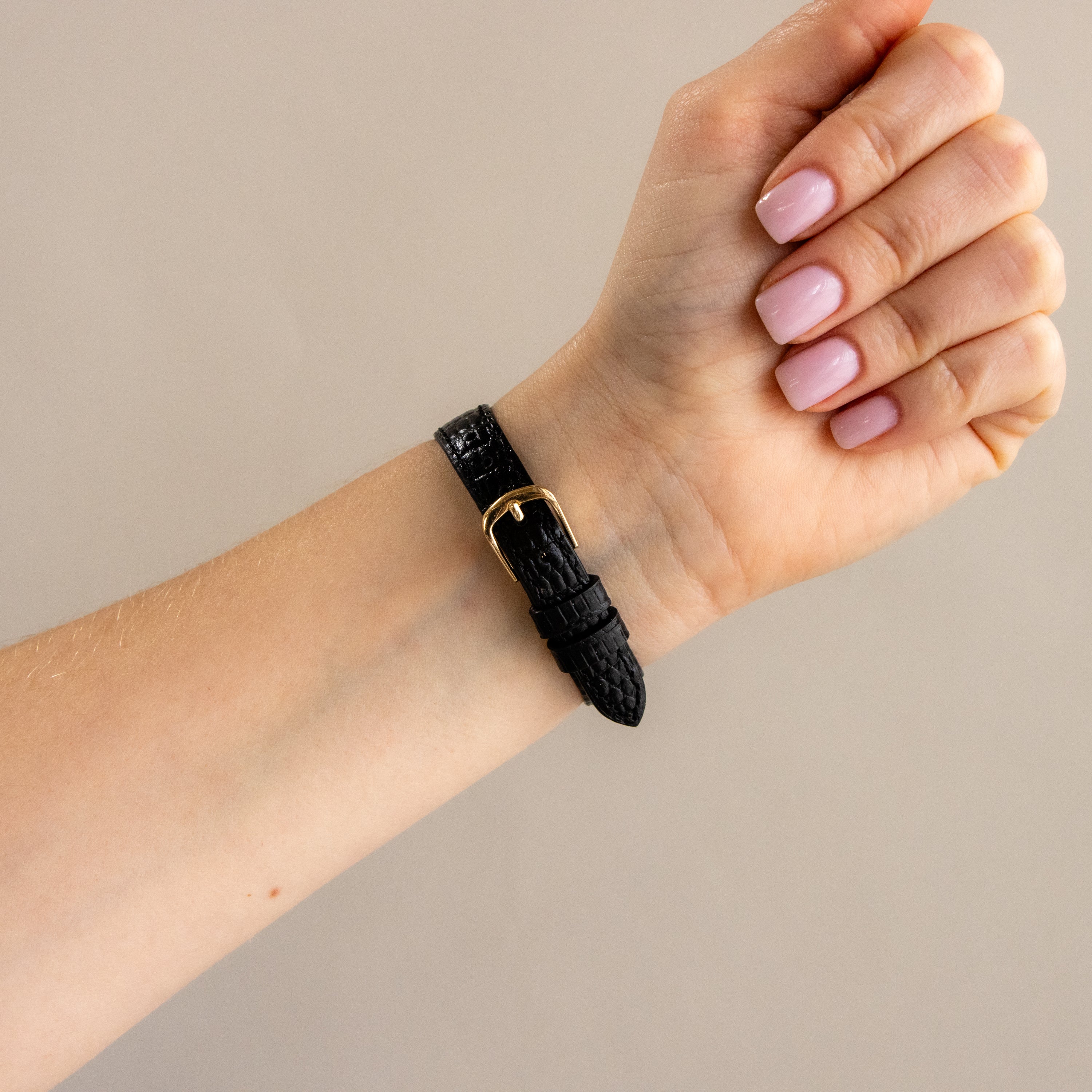 Vintage Celine Pearl Dial Leather Gold Watch